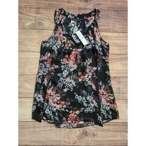 NwT $79 White House Black Market Floral Sleeveless Blouse Size 0 XS
